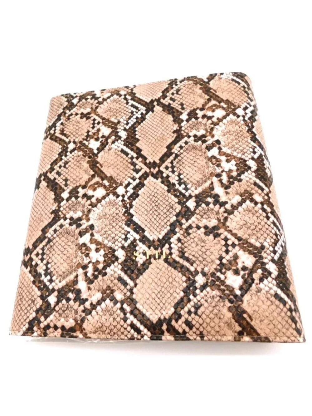 Faux Snakeskin 6 Ring Planner Binder Organizer Folio Refillable Brown Beige